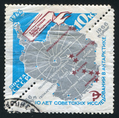 Map of Antarctica With Soviet Stations