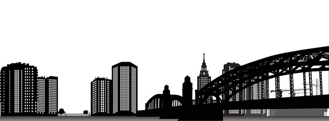 grey city panorama with bridge