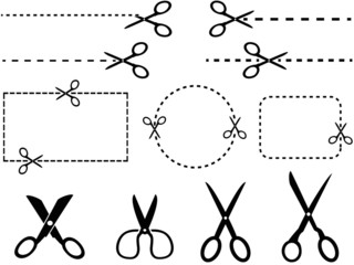 scissors icons set