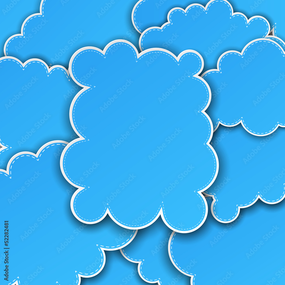 Wall mural paper blue paper cloud background.