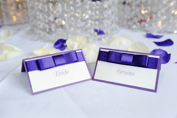 Bride and groom place cards