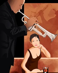 Wall murals Music band woman taking a glass in a jazz club