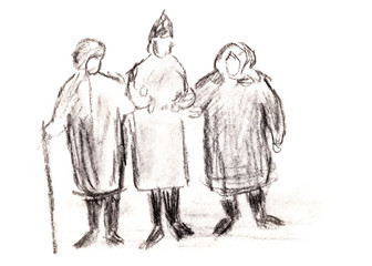 Fototapeta na wymiar three old women