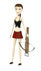 3d render of cartoon character with crossbow