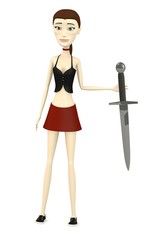 3d render of cartoon character with dagger