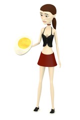 3d render of cartoon character with sliced egg