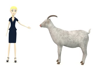 3d render of cartoon character with goat