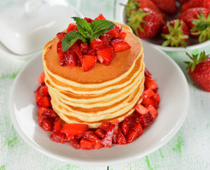 Pancakes with strawberries