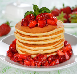 Pancakes with strawberries