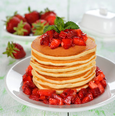 Pancakes with strawberries