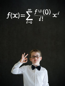 All ok boy business man with maths equation