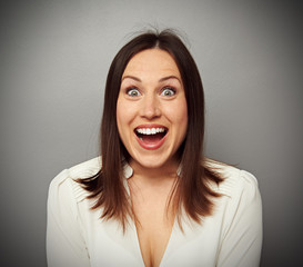 happy woman looking at camera