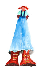 Fototapeta premium child's painting - giant girl