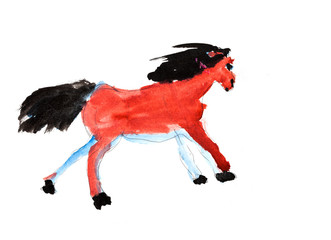 child's painting - galloping horse © vvoe