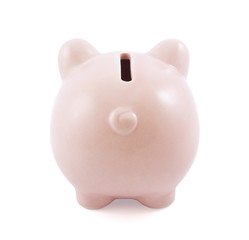 Back view of pink piggy bank