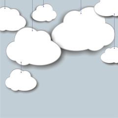 Hintergrund in blau mit weißen Wolken