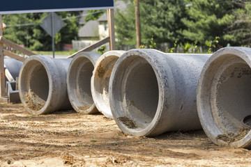 Row of concrete drainage culverts