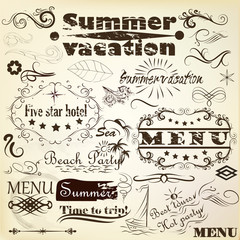 Calligraphic vintage design elements summer and vacation time