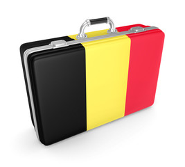 Suitcase with flag of Belgium.