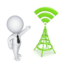3d small person and stylized antenna.