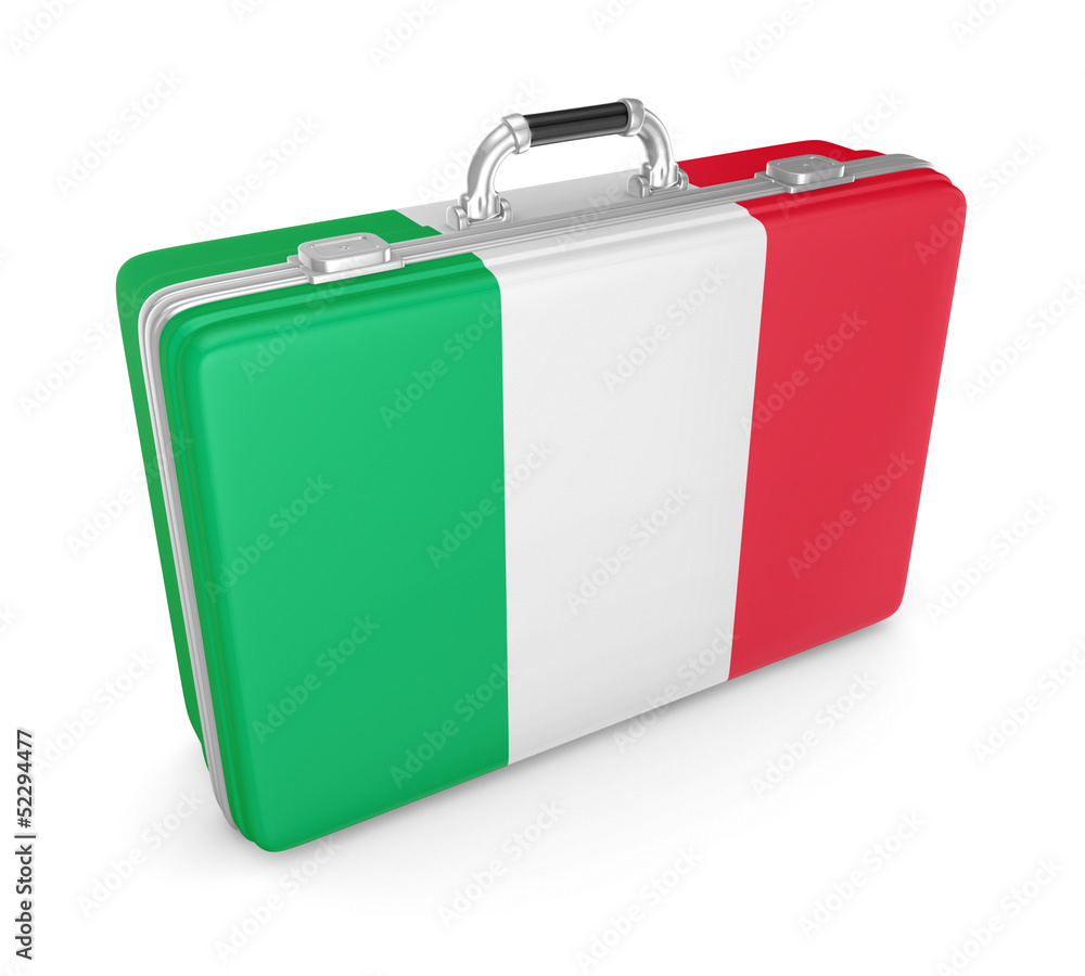 Wall mural suitcase with flag of italy.