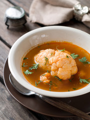 Cauloflower soup with paprika, selective focus