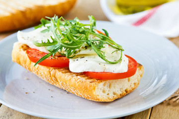 Mozzarella with rocket sandwich
