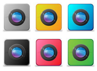colored lense icon square vectors
