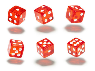 Würfel, 6er Set, schweben, rot
