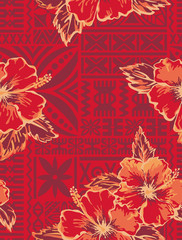 Traditional Hawaiian wallpaper - vector seamless pattern - obrazy, fototapety, plakaty