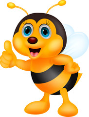 Cute bee cartoon thumb up