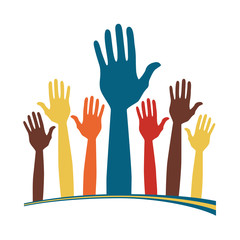 Happy loving hands with copy space.