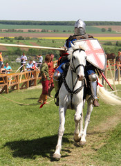 KHOTYN-MAY 10: Riding knight during  Festival, 2013, Ukraine - 52298209