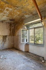 old destroyed building, room with window