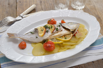 Baked sea bream