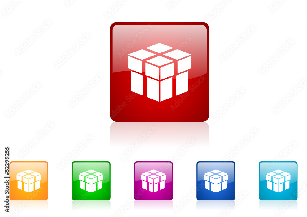 Aufkleber box vector glossy web icon set