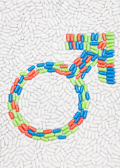 Male symbol put of pills and drugs