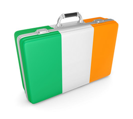 Suitcase with flag of Ireland.