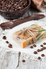 Handmade soap and coffee beans