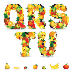 Colorful Letters from Fruit and Berries. Clip Art