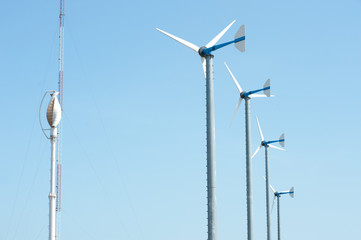 Group of wind turbines.