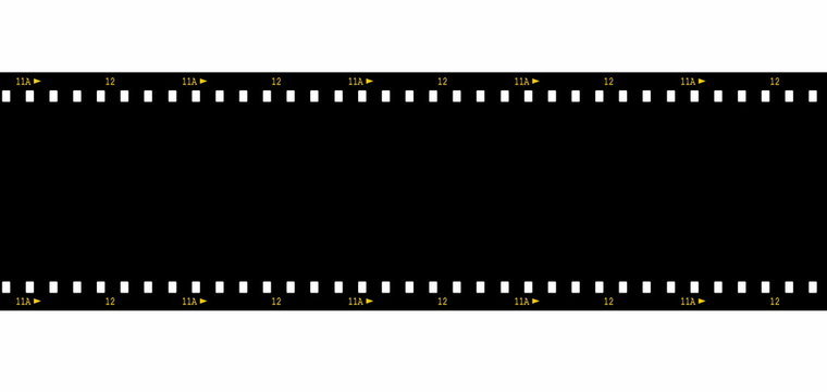 Cinema film strip black blank isolated on white