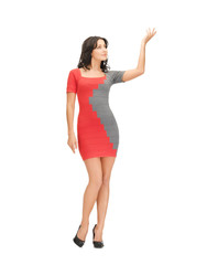 woman showing something