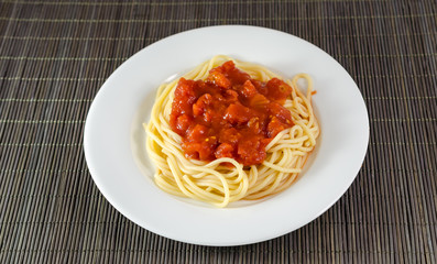 Spaghetti with tomato sauce, pasta