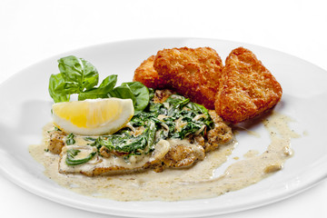 A Tasty food . Fried fish with lemon. High quality image
