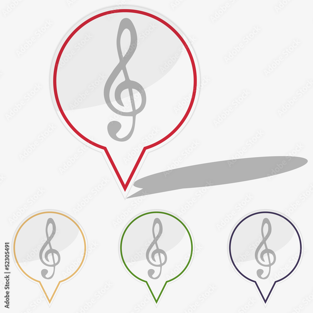 Poster vector illustration web buttons pointer - treble clef
