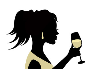 silhouette of a woman with a glass