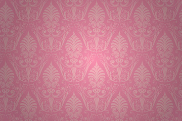 Damask seamless pattern. Vector wallpaper background.