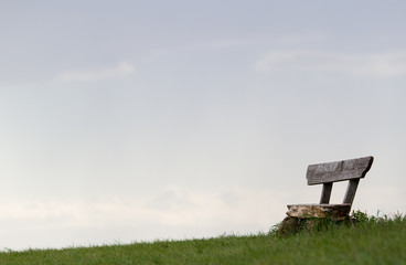 wooden bench in grass