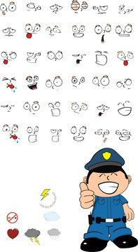 funny kid cartoon policeman set12